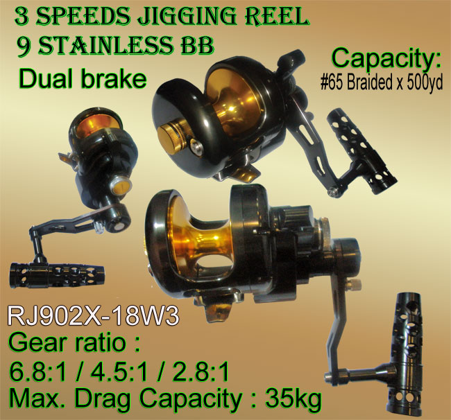 Osprey Jigging reels for fast and slow jiggings. 1~3 speeds