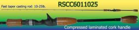 Osprey casting rod with mould cork handle grip. Speical spiral wrap blank casting rods