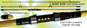 Osprey Fibreglass surf rods. Surf rods from 9 to 15ft. 3 section sur rods with collapsible guides.